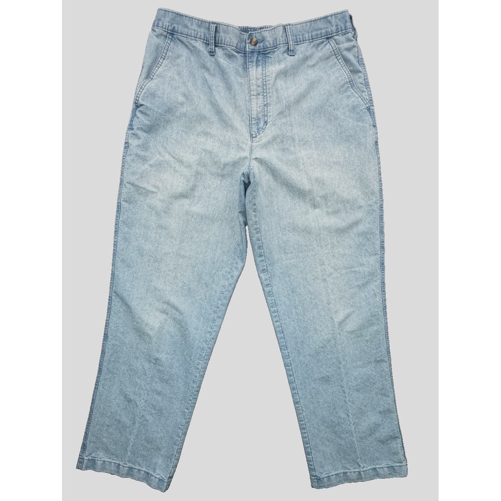 David Taylor Elastic Waist Denim Pants Light Wash Casual Blue Jeans | Mens 36x30 - Picture 2 of 13